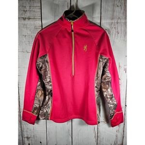 Browning RealTree Quarter‎ Zip Sweater Women’s M Long Sleeve Pink Camouflage